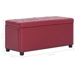vidaXL Taburet de depozitare, roșu vin, 87,5 cm, piele ecologică
