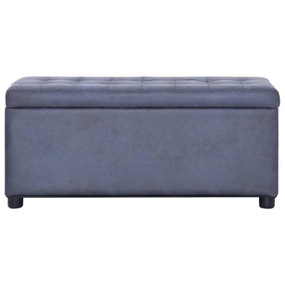 vidaXL Taburet de depozitare, gri, 87,5 cm, piele întoarsă ecologică