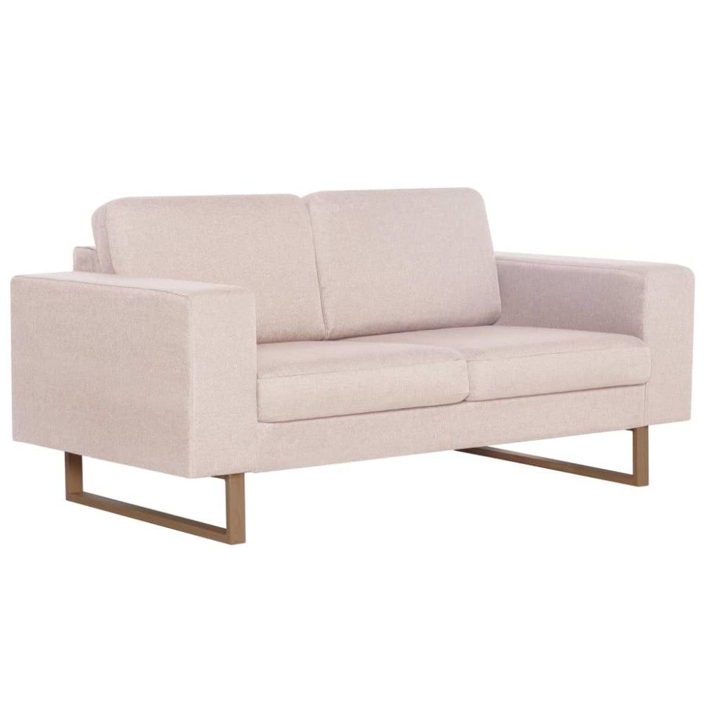 vidaXL Canapea cu 2 locuri, crem, material textil