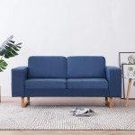 vidaXL Canapea cu 2 locuri, albastru, material textil vidaXL Canapea cu 2 locuri, albastru, material textil