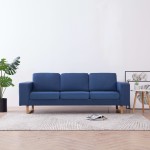 vidaXL Canapea cu 3 locuri, albastru, material textil vidaXL Canapea cu 3 locuri, albastru, material textil