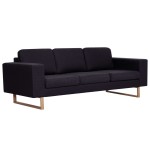 vidaXL Canapea cu 3 locuri, negru, material textil vidaXL Canapea cu 3 locuri, negru, material textil