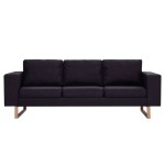 vidaXL Canapea cu 3 locuri, negru, material textil vidaXL Canapea cu 3 locuri, negru, material textil