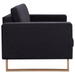 vidaXL Canapea cu 3 locuri, negru, material textil vidaXL Canapea cu 3 locuri, negru, material textil