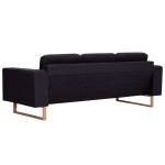 vidaXL Canapea cu 3 locuri, negru, material textil vidaXL Canapea cu 3 locuri, negru, material textil