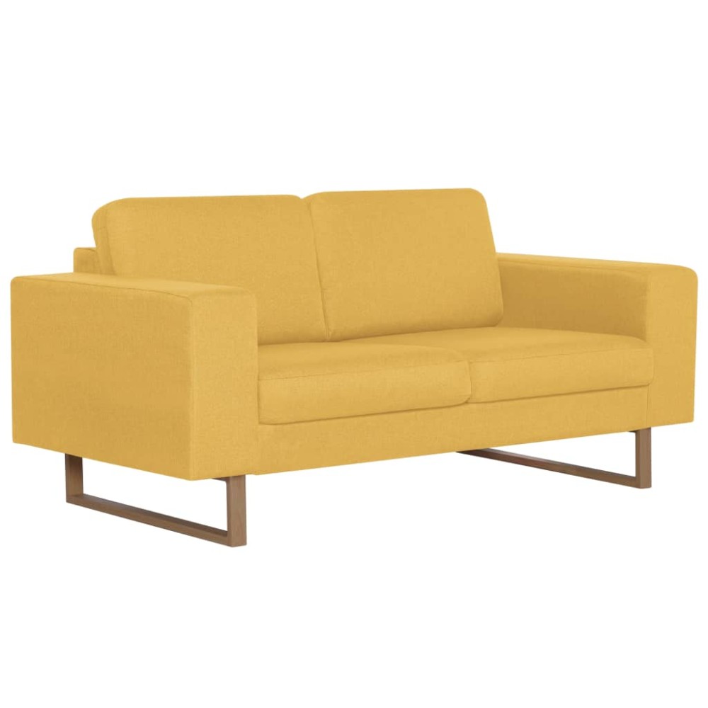 vidaXL Canapea cu 2 locuri, galben, material textil