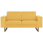 vidaXL Canapea cu 2 locuri, galben, material textil