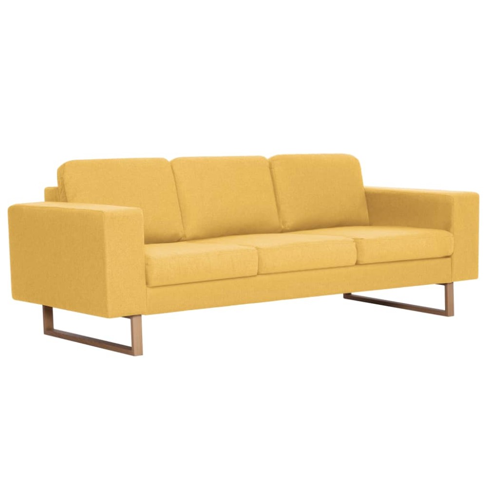 vidaXL Canapea cu 3 locuri, galben, material textil