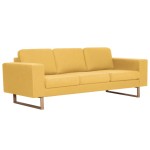 vidaXL Canapea cu 3 locuri, galben, material textil vidaXL Canapea cu 3 locuri, galben, material textil