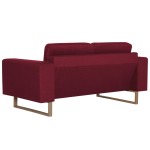 vidaXL Canapea cu 2 locuri, roșu vin, material textil