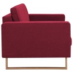 vidaXL Canapea cu 2 locuri, roșu vin, material textil