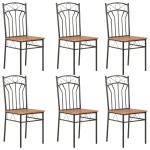 vidaXL Scaune de bucătărie, maro, 6 buc., MDF vidaXL Scaune de bucătărie, maro, 6 buc., MDF