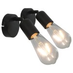 vidaXL Spoturi luminoase cu becuri filament, 2 buc., negru, 2 W, E27 vidaXL Spoturi luminoase cu becuri filament, 2 buc., negru, 2 W, E27