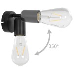 vidaXL Spoturi luminoase cu becuri filament, 2 buc., negru, 2 W, E27 vidaXL Spoturi luminoase cu becuri filament, 2 buc., negru, 2 W, E27