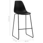 vidaXL Scaune de bar, 4 buc., negru, plastic