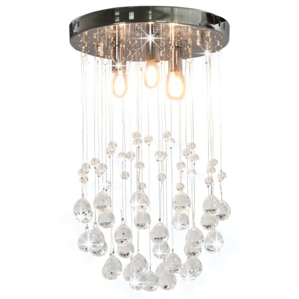 vidaXL Lustră cu mărgele de cristal, argintiu, sferă, 3 x bec G9