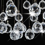 vidaXL Lustră cu mărgele de cristal, argintiu, sferă, 3 x bec G9