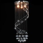 vidaXL Lustră cu mărgele de cristal, argintiu, spirală, G9 vidaXL Lustră cu mărgele de cristal, argintiu, spirală, G9
