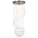 vidaXL Lustră cu mărgele de cristal, argintiu, spirală, G9 vidaXL Lustră cu mărgele de cristal, argintiu, spirală, G9