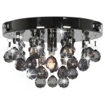 vidaXL Lustră cu mărgele fumurii, negru, rotund, G9 vidaXL Lustră cu mărgele fumurii, negru, rotund, G9