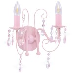 vidaXL Lampă de perete cu mărgele, roz, 2 becuri x E14 vidaXL Lampă de perete cu mărgele, roz, 2 becuri x E14