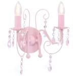 vidaXL Lampă de perete cu mărgele, roz, 2 becuri x E14 vidaXL Lampă de perete cu mărgele, roz, 2 becuri x E14