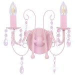 vidaXL Lampă de perete cu mărgele, roz, 2 becuri x E14 vidaXL Lampă de perete cu mărgele, roz, 2 becuri x E14