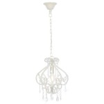 vidaXL Candelabru cu mărgele, alb, rotund, E14 vidaXL Candelabru cu mărgele, alb, rotund, E14