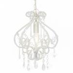 vidaXL Candelabru cu mărgele, alb, rotund, E14 vidaXL Candelabru cu mărgele, alb, rotund, E14