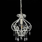 vidaXL Candelabru cu mărgele, alb, rotund, E14 vidaXL Candelabru cu mărgele, alb, rotund, E14