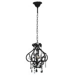 vidaXL Candelabru cu mărgele, negru, rotund, E14 vidaXL Candelabru cu mărgele, negru, rotund, E14