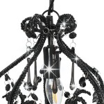 vidaXL Candelabru cu mărgele, negru, rotund, E14 vidaXL Candelabru cu mărgele, negru, rotund, E14