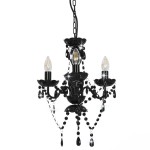 vidaXL Candelabru cu mărgele, negru, rotund, 3 becuri E14 vidaXL Candelabru cu mărgele, negru, rotund, 3 becuri E14