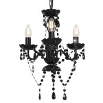 vidaXL Candelabru cu mărgele, negru, rotund, 3 becuri E14 vidaXL Candelabru cu mărgele, negru, rotund, 3 becuri E14