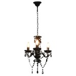 vidaXL Candelabru cu mărgele, negru, rotund, 3 becuri E14 vidaXL Candelabru cu mărgele, negru, rotund, 3 becuri E14