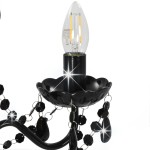 vidaXL Candelabru cu mărgele, negru, rotund, 3 becuri E14 vidaXL Candelabru cu mărgele, negru, rotund, 3 becuri E14