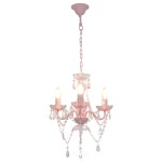 vidaXL Candelabru cu mărgele, roz, rotund, 3 becuri E14 vidaXL Candelabru cu mărgele, roz, rotund, 3 becuri E14