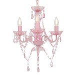 vidaXL Candelabru cu mărgele, roz, rotund, 3 becuri E14 vidaXL Candelabru cu mărgele, roz, rotund, 3 becuri E14