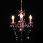 vidaXL Candelabru cu mărgele, roz, rotund, 3 becuri E14 vidaXL Candelabru cu mărgele, roz, rotund, 3 becuri E14