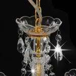 vidaXL Candelabru cu mărgele, auriu, rotund, 3 becuri E14 vidaXL Candelabru cu mărgele, auriu, rotund, 3 becuri E14