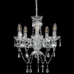 vidaXL Candelabru cu mărgele de cristal, argintiu, rotund, 5 x E14 vidaXL Candelabru cu mărgele de cristal, argintiu, rotund, 5 x E14