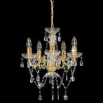 vidaXL Candelabru cu mărgele de cristal, auriu, rotund, 5 x E14 vidaXL Candelabru cu mărgele de cristal, auriu, rotund, 5 x E14