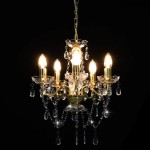 vidaXL Candelabru cu mărgele de cristal, auriu, rotund, 5 x E14 vidaXL Candelabru cu mărgele de cristal, auriu, rotund, 5 x E14