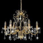 vidaXL Candelabru cu mărgele de cristal, auriu, rotund, 6 x E14 vidaXL Candelabru cu mărgele de cristal, auriu, rotund, 6 x E14