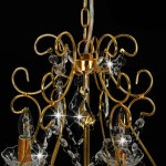 vidaXL Candelabru cu mărgele de cristal, auriu, rotund, 6 x E14 vidaXL Candelabru cu mărgele de cristal, auriu, rotund, 6 x E14