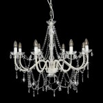 vidaXL Candelabru cu mărgele, alb, 8 becuri E14 vidaXL Candelabru cu mărgele, alb, 8 becuri E14