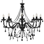 vidaXL Candelabru cu mărgele, negru, 8 becuri E14 vidaXL Candelabru cu mărgele, negru, 8 becuri E14