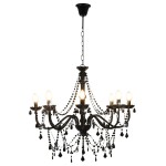 vidaXL Candelabru cu mărgele, negru, 8 becuri E14 vidaXL Candelabru cu mărgele, negru, 8 becuri E14
