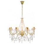 vidaXL Candelabru cu mărgele, auriu, 8 becuri E14 vidaXL Candelabru cu mărgele, auriu, 8 becuri E14
