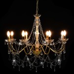 vidaXL Candelabru cu mărgele, auriu, 8 becuri E14 vidaXL Candelabru cu mărgele, auriu, 8 becuri E14